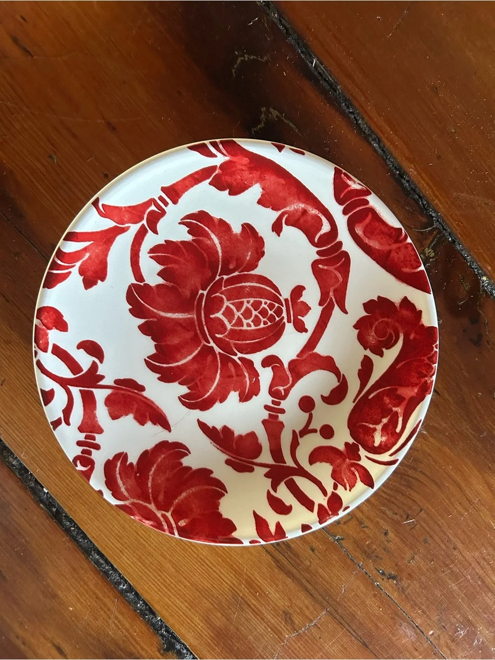 Pier 1 Red and Blue Floral Ceramic Side Plates 7” set of 2